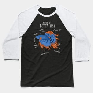 Betta Fish Siamese Fighting Fish Anatomy Baseball T-Shirt